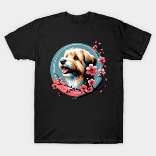 Tibetan Terrier Enjoys Spring Cherry Blossoms T-Shirt